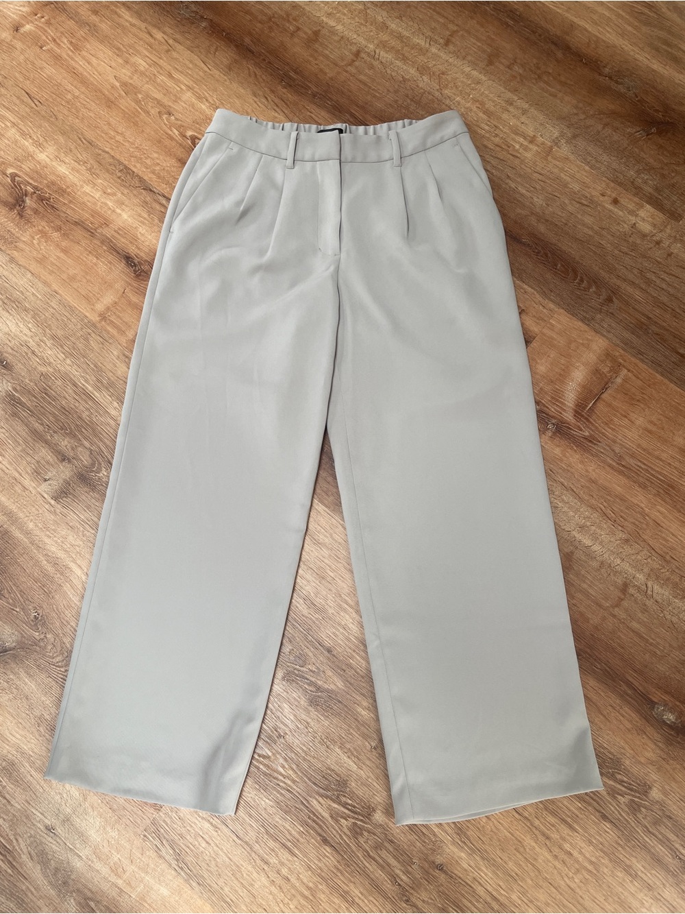 Quince Stretch Crepe Pleated Trousers Pants Womens 10 Beige “Morel” Hemmed #